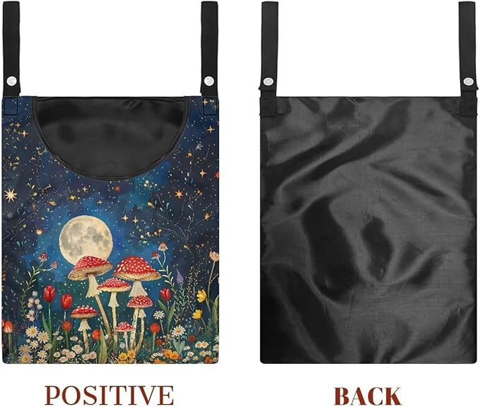 Mushroom Handy Clothespin Bags Moon Space-Saving Clothespin Storage Hanger Bag, Hanging Storage Organizer with Hanging Rope for Home Outdoor Supply