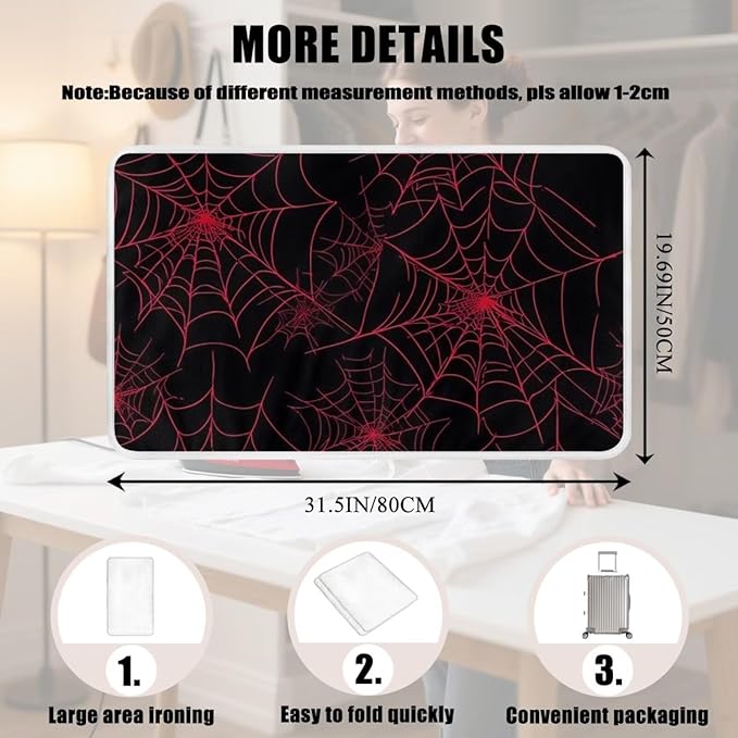 Ironing Mat Red Spider Web Portable Ironing Pad Blanket for Table Top Heat Resistance Foldable Lightweight 32 x 16 Inch Small Ironing Pads for Washer,Dryer,Countertop