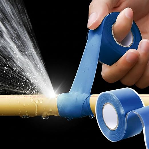 Self Fusing Silicone Tape 4 Rolls 1 in x 10' Blue Waterproof Rescue Tape Rubber Leak Silicone Self-amalgamating Tape for Plumbing, Sealing Pipes, Hose Repair, Outdoor Coax and Tool Fixation