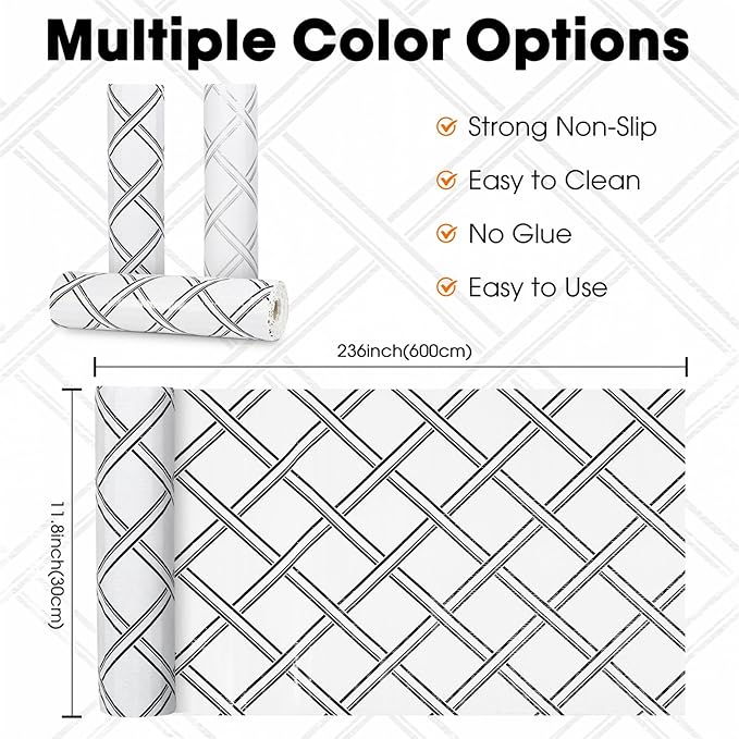 Drawer and Shelf Liners for Kitchen Cabinets Non-Adhesive Cabinet Liners Strong Grip Non Slip Waterproof Contact Paper for Cabinets and Drawers Shelves Cupboard,Geometric,12IN X 20FT