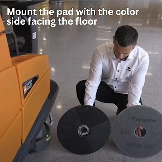 Diversey DD800352 TASKI Twister Intellipad Diamond Coated Floor Machine Cleaning Pad, Made in USA, Burnish to High Super Gloss Finish, Grey/Brown, 17-inch (Pack of 2)
