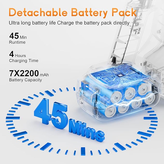 Cordless Stick Vacuum Cleaner - Rechargeable, 45Kpa Powerful Vacuums with Detachable Battery Display, Max 45Mins Runtime, 8 in 1 Handheld Vacuum for Hardfloor & Carpets Pet Hair