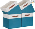 Temary Cube Storage Bins Storage Cube Bins for Home, 4 Pack Fabric Storage Bins for Organization, Storage Cubes 13x13 Cube Baskets with Leather Handles (White&Teal)