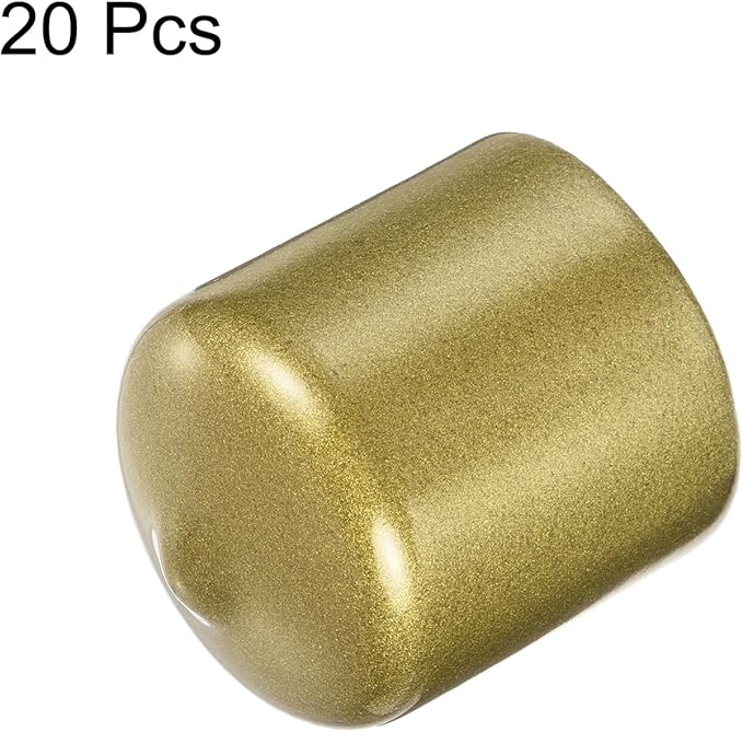 uxcell 20pcs Rubber End Caps 1 1/8"(28mm) ID Vinyl Round Tube Bolt Cap Cover Thread Protectors Gold