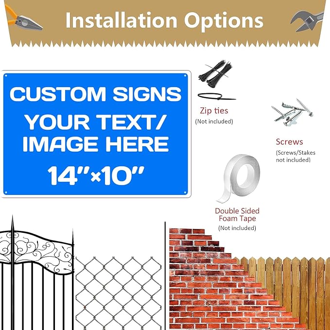 Repaly Personalized signs,Aluminum Weatherproof Metal Sign Multiple Sizes Custom Personalized Text And picture Here,hazard sign,garden sign,custom door sign,Customised business signs Blue 14×10