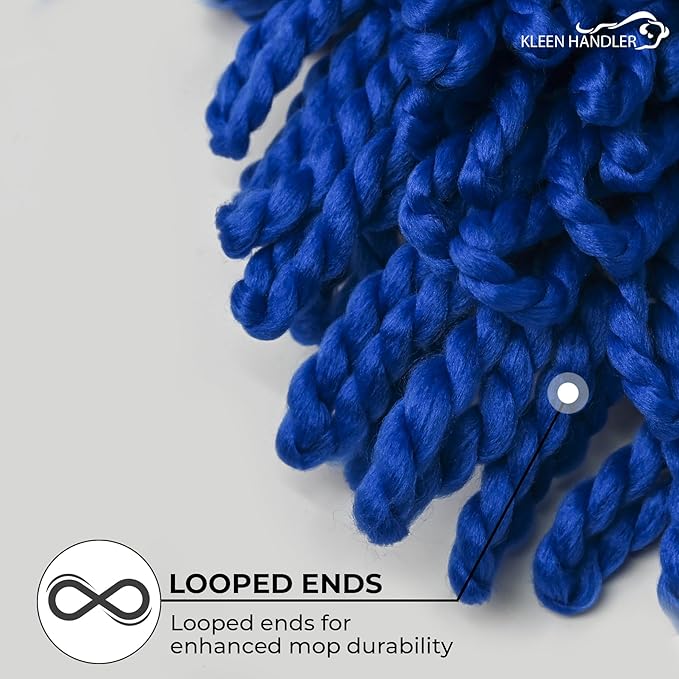 KLEEN HANDLER 6 Pack of 36 Inch Microfiber Dust Mop, Large Washable Commercial Mop Head Replacement, Sweeper, Janitorial Supplies, Blue