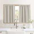 RYB HOME Blackout Short Cafe Curtains, Privacy Light Block Small Window Curtains for Bedroom Kitchen Basement Dining Classroom, W 34 x L 36 inches, Natural, 2 Panels
