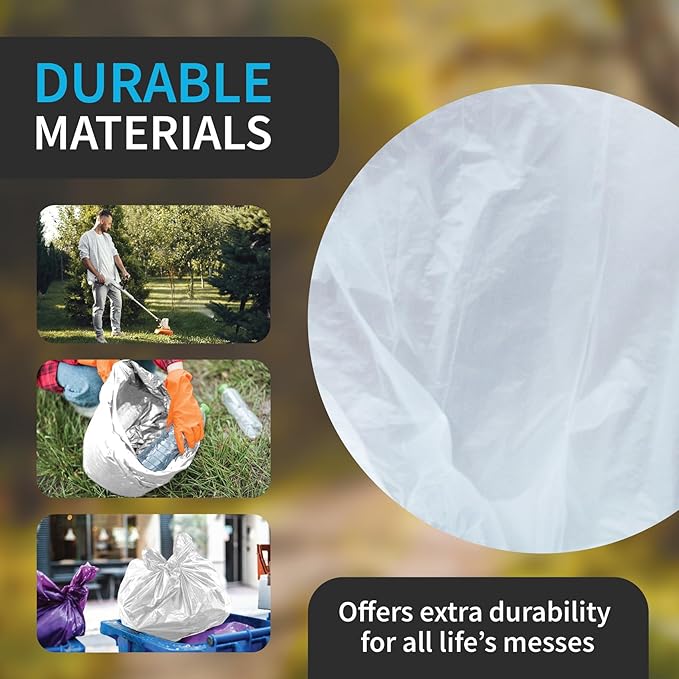 Large Garbage Bag - 55-60 Gallon Capacity, Heavy Duty, High Density, Tear Resistant, Unscented, Extra Strength for Commercial, Industrial, Office, House, Lawn, Events, Bulk Qty 150 Bags