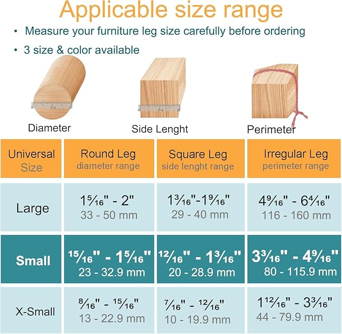 16 Pcs Chair Leg Protectors for Hardwood Floors, Silicone Felt Furniture Leg Cover Pad for Protecting Floors from Scratches and Noise, Smooth Moving, Small(Fit Round Diameter：5/16" to 1-5/16")