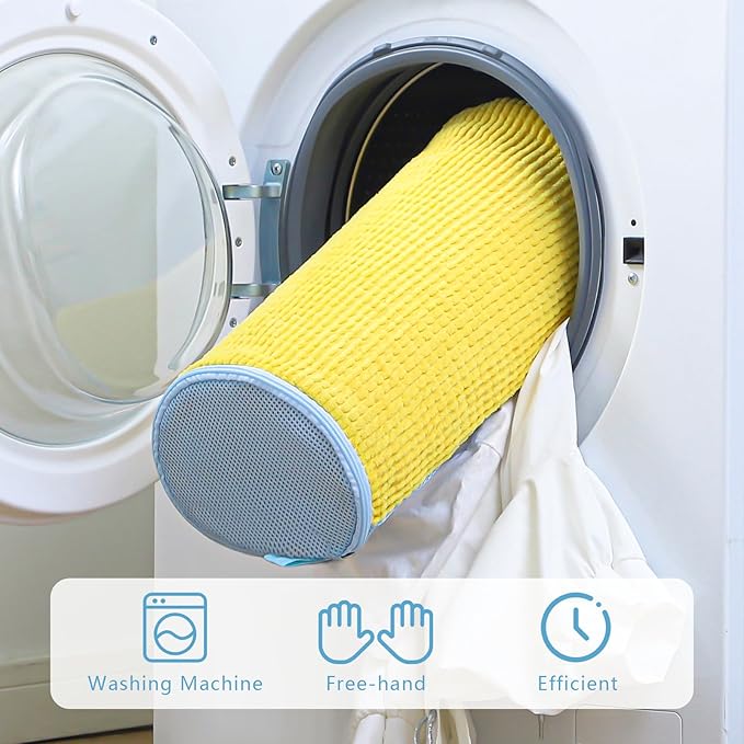 Shoe Washing Machine Bag - 2pcs Laundry Shoe Bags for Washing Machine, 360° Deep Clean Reusable Sneaker Tennis Shoe Cleaning Bag for Washer and Dryer for Most Sizes, Yellow, 15 * 7.5 inches