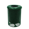 COATEDOUTDOORFURNITURE RFT-GRN Heavy Duty 32 Gallon Round Trash Receptacle, Liner Included, Green with Black Flat Top, Made in America