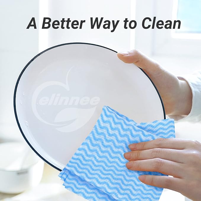 Disposable Dish Cloths Paper Towels, Domestic Cleaning Towels, Multipurpose Quick-Dry Rag Dish Cloths Heavy Duty Handy Wipes for Kitchen 75 Count 14.2"X15.7", Blue