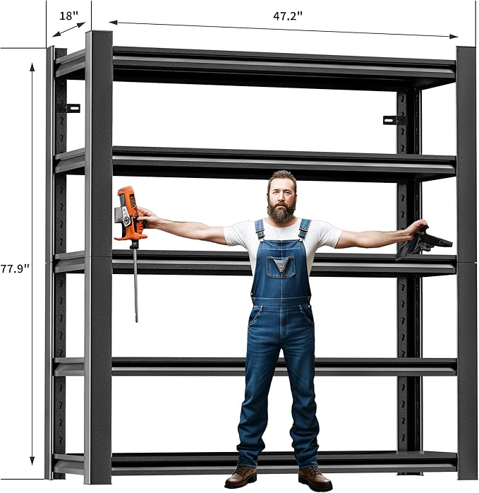 78" H 47.2" Wide 4 Piecees Garage Shelving,Thickened Heavy Duty Metal Shelving Adjustable Shelves,Garage Storage Shelves,Shelving Rack Industrial Shelving Tool Shelf for Basement Metro