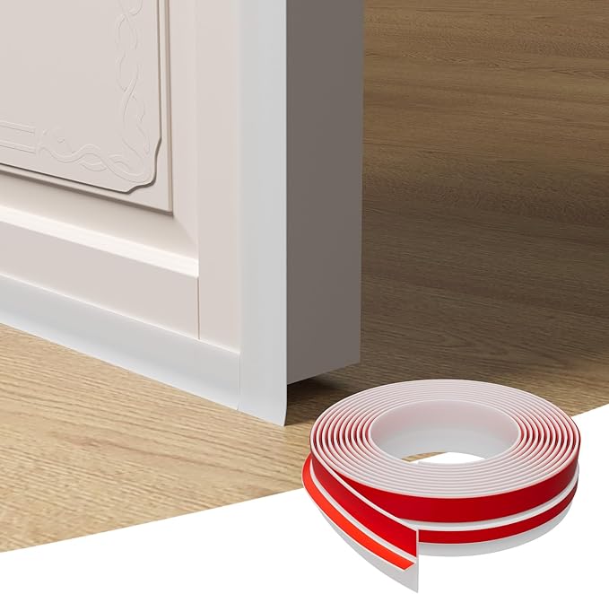 T-Shaped Door Draft Stopper, 1.37 in x 40 Ft Silicone Seal Strip for Windows Gaps, Weather Stripping Seal Strip Shower Sweep, White