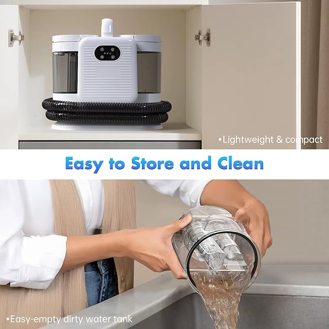 Portable Carpet and Upholstery Cleaner Machine, Deep Cleaning Carpet Shampooer and Multi-Stain Spot Cleaner for Pets, Sofa, Couch, Rug, Car Seat, Stairs & Furniture(White)