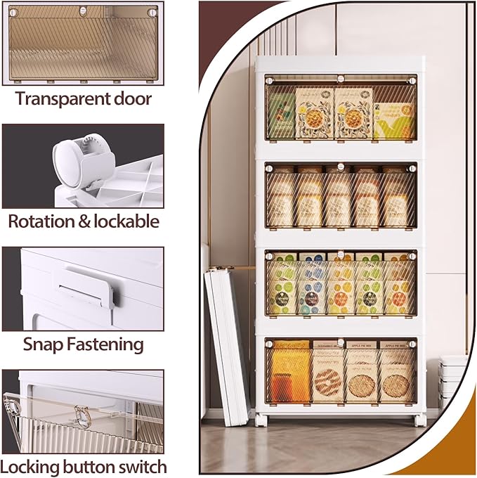 QudraKast 4-Tier Stackable Plastic Storage Bins - 67QT Stackable Storage Bins - Closet Organization Suitable for Bedroom, Organization and Boxes for Study, Toy Room, Office