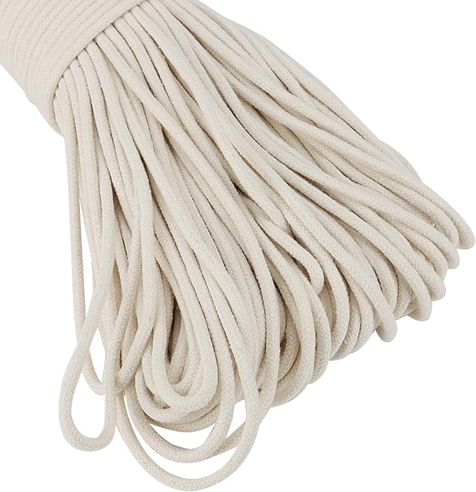 SOUJAP 5/32 Inch White Natural Cotton Clothesline Rope, 4mm x 328 Feet Cotton Sash Cord for Window, Decoration, Tie Down