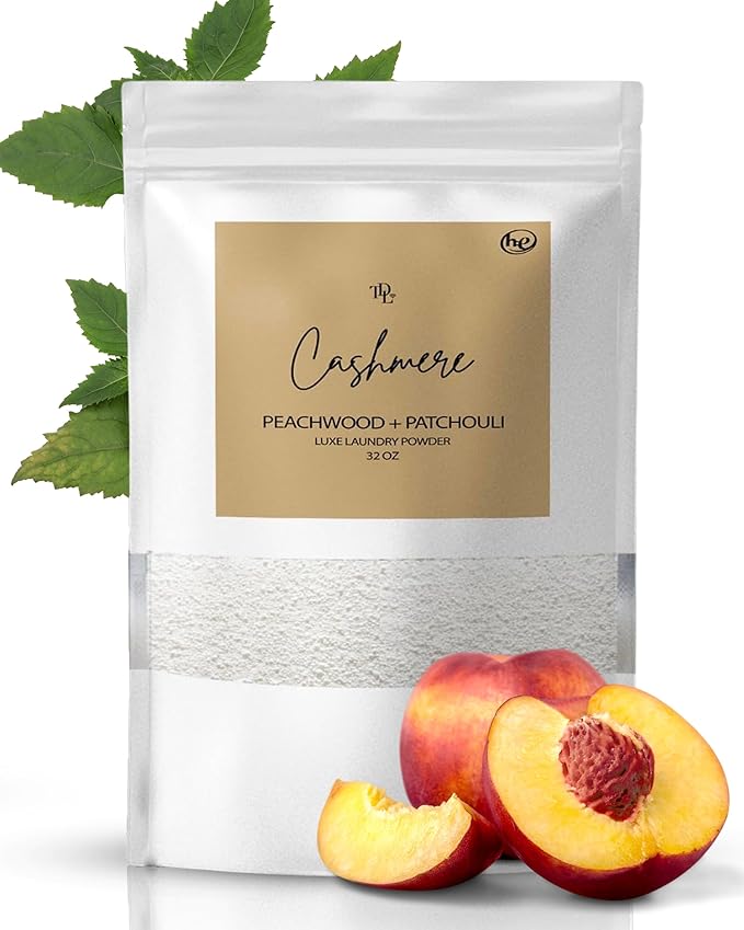 Home "CASHMERE" Laundry Detergent Powder & Laundry Booster – Ultra-Concentrated Peachwood & Patchouli Scent – Plant-Based, Stain-Fighting, HE Safe, Gentle on Skin – 32 oz / 64 Loads