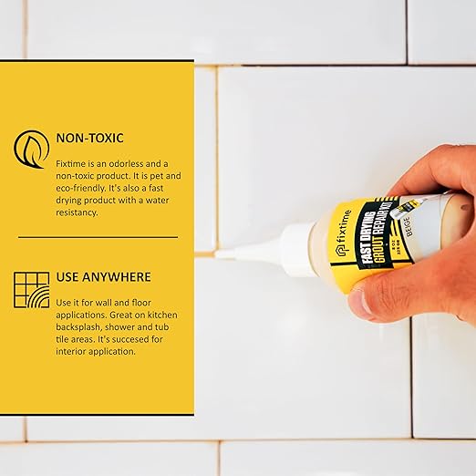 Tile Grout Repair Kit, Beige Grout Filler Tube 8 oz, Grout Repair Renews, Fast Drying Repait Kit, Grout Sealer for Floor Tile - Spatula Included (2xBeige)