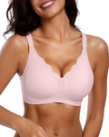 Vertvie Womens Seamless Bras No Underwire Supportive Wireless Push Up Full Coverage Bralette Comfort Scalloped T-Shirt Bra