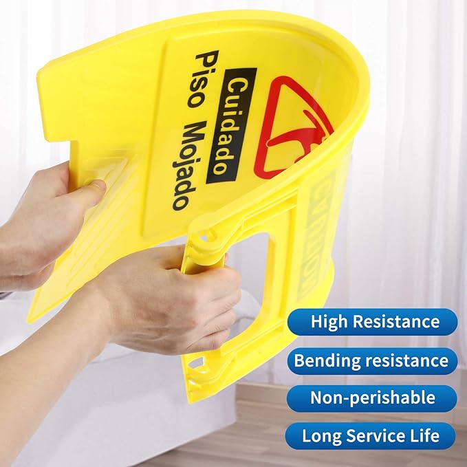 CERLMLAND wet floor signs 6 piece double-sided sign Widely used in various business environments. alerts clear identification using black text and red graphics