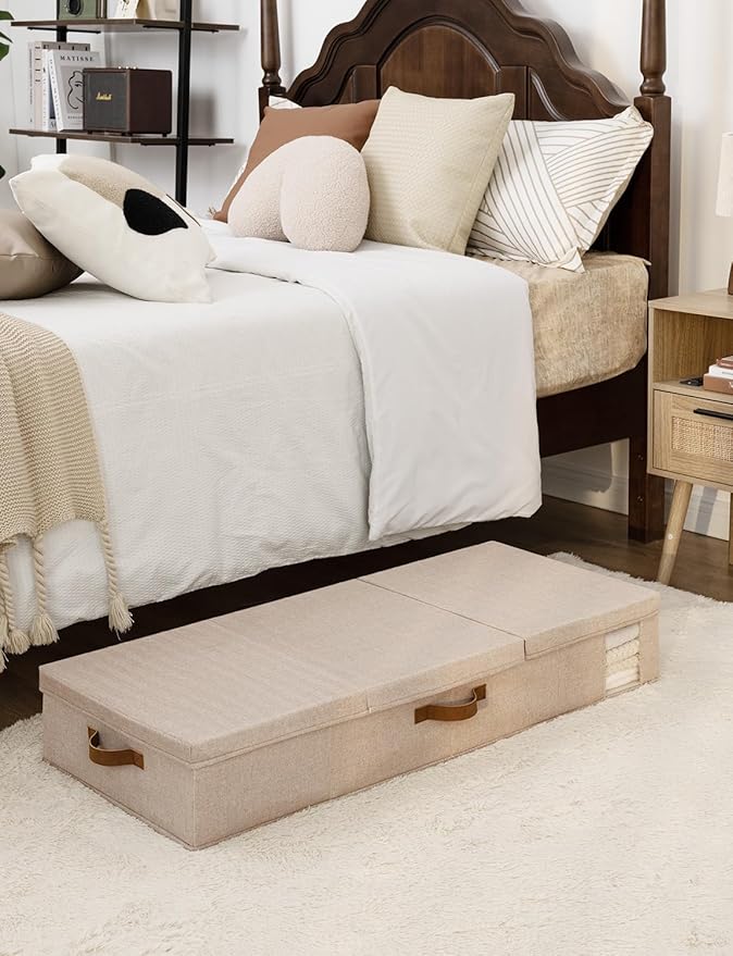 StorageWorks 2-Pack Jumbo Under Bed Storage Bins with Lids, Underbed Storage Containers with Handles and Label Holder, Closet Organizer for Clothes, Blankets, Sweater