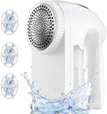 IPX6 Waterproof Washable Electric Fabric Shaver and Lint Remover, Rechargeable Sweater Defuzzer with 3 Free Extra Blades, Quickly and Effectively Remove Fluff, Fuzz, Bobbles for Clothes, White