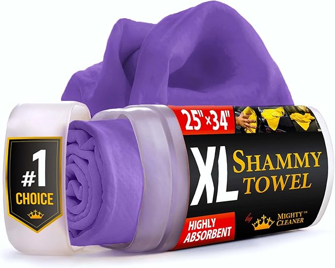 Premium XL Shammy Towel for Car - 34”x25” - Super Absorbent Chamois Cloth - Spots & Scratch-Free - Reusable Car Drying Towel