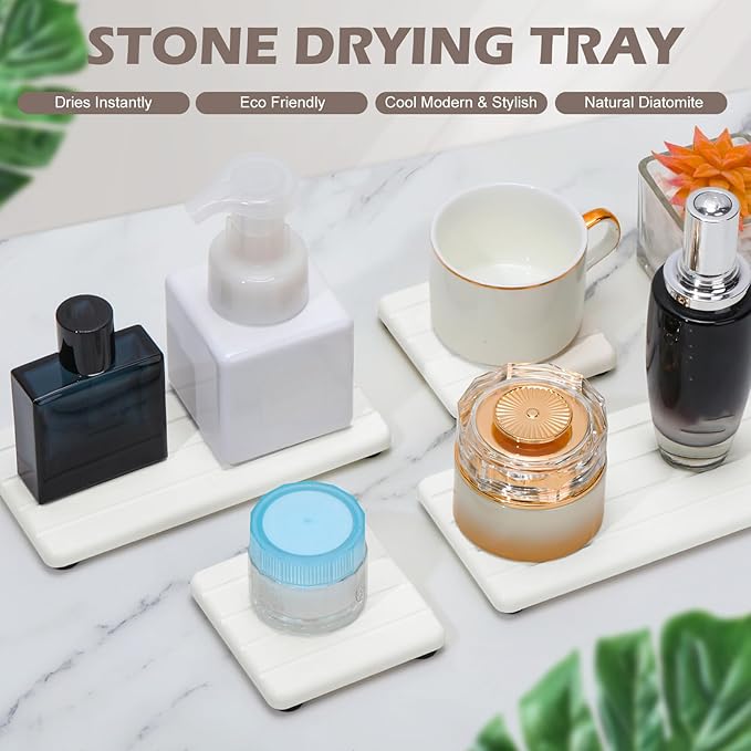 6PCS Fast Drying Diatomite Stone Sink Tray, Stone Drying Tray for Bathroom Counter, Stones Soap Trays for Kitchen Sink, Water Absorbing Coasters, Diatomite Soap Dish, Water Absorbing Stones Trays