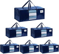 VENO 6 Pack Moving Bags Extra Large Storage Bags for College Move-In, Heavy-Duty Storage Totes, Packing Boxes, and Wardrobe Moving Supplies - Durable Laundry Bags for Clothes (Blue w/Window, 6 Pack)