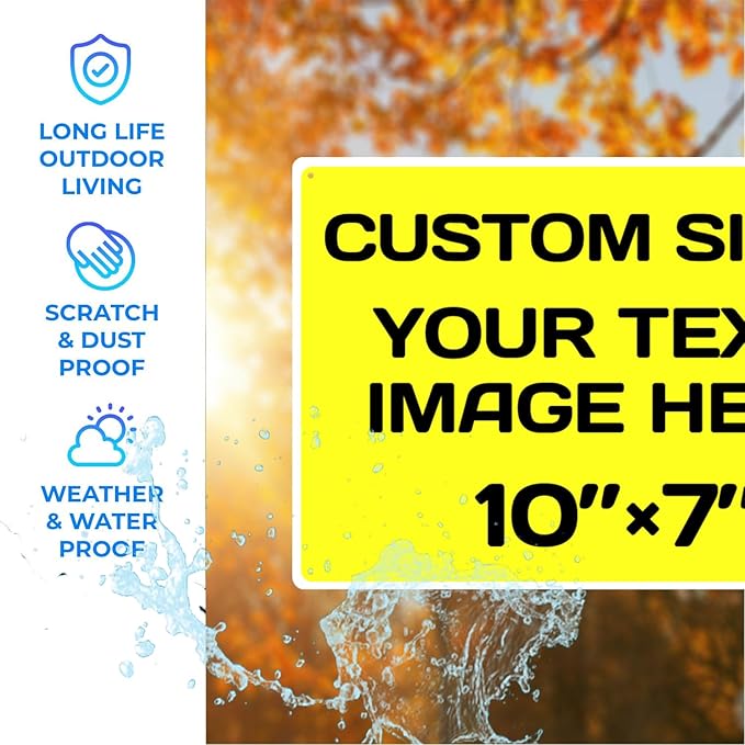 Personalized Aluminum Weatherproof Metal Signs - Multiple Sizes, Custom Text & Picture, Hazard, Garden, Custom Door Signs