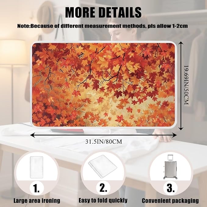 Ironing Mat Maple Leaf Ironing Board Pad Heat Resistant, Portable, Quilting & Travel Blanket 32 x 16 Inch Thanksgiving Small Ironing Mat for Table Top Autumn Decor,Countertop,Etc