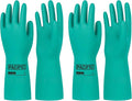 PACIFIC PPE 2 Pairs Nitrile Chemical Resistant Gloves, Flocked, Resist Strong Acid, Alkali, 15 mil, 12.6", Large