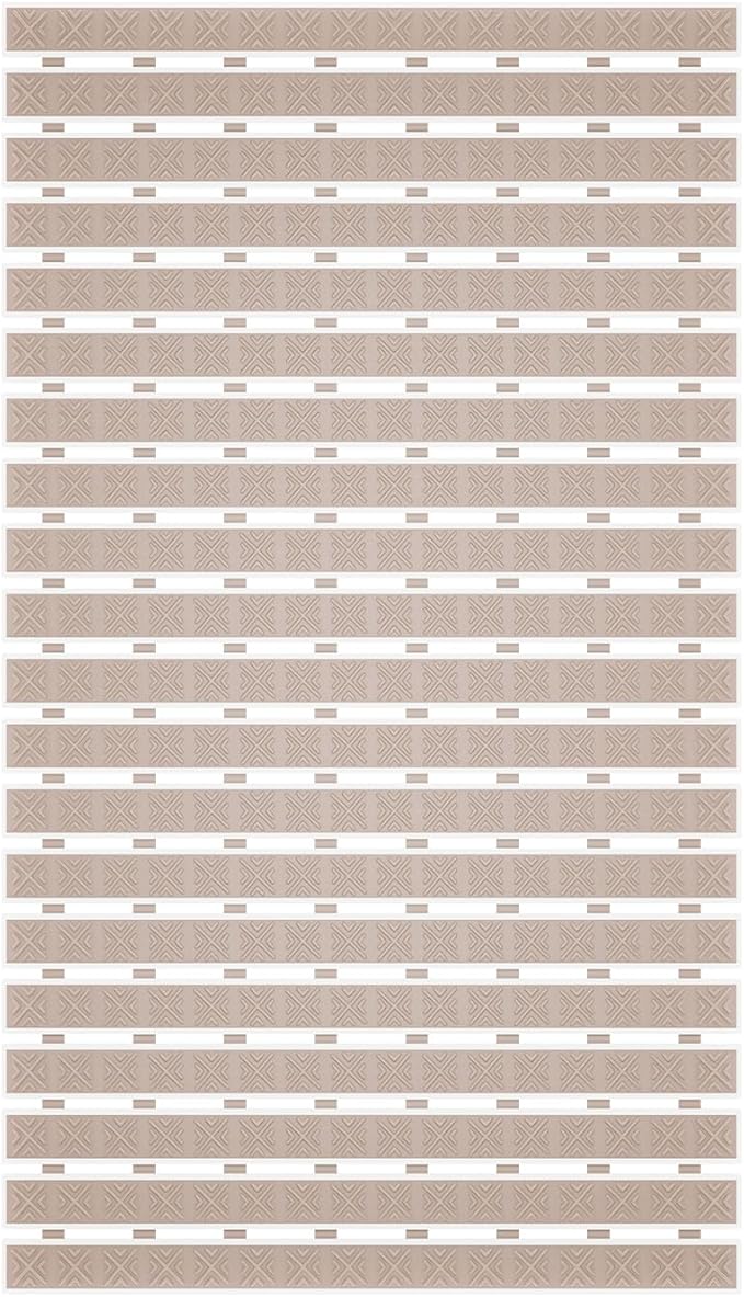 Matace Non Slip Rubber Bathtub & Shower Mat with Suction Cups, Thick Textured Surface, Fast Drain and Upright Drying Design, No Pooling Water for Better Hygiene, 27 x 16 Inch, Beige