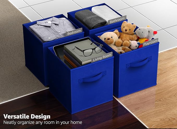 Sorbus Fabric Storage Cubes - 8 Foldable Storage Bins for Organizing Pantry, Cubbies, Toy Box - Clothes Storage & Closet Organizer - 11 Inch Collapsible Cube Baskets for Shelves with Handle