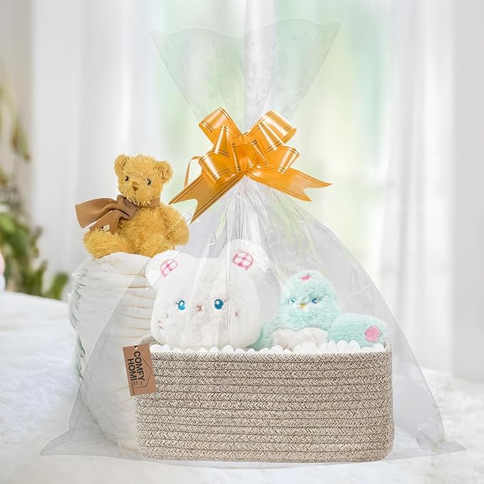 COMFY-HOMI 11.5"x7.5"x4.7" Storage Baskets for Organizing | Cotton Rope Woven Basket | Toy Storage Bin Box | Basket for Shelves, Closet Organizer Bin, Decorative Closet Shelf, 3 Pack, all brown