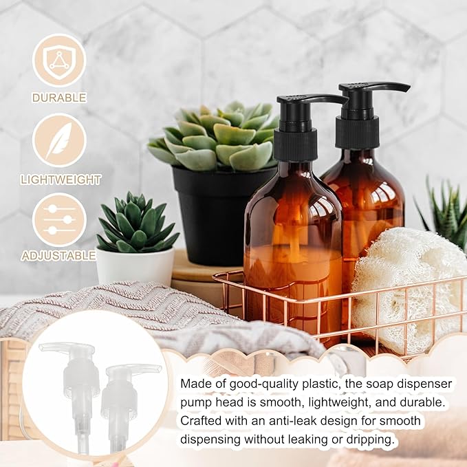 uxcell 16 Pcs Soap Dispenser Pump Heads Soap Dispensers Top Pumps Replacement Switch Pumphead for Standard 24/421 Neck Size Lotion Shampoo Bottle, Transparent