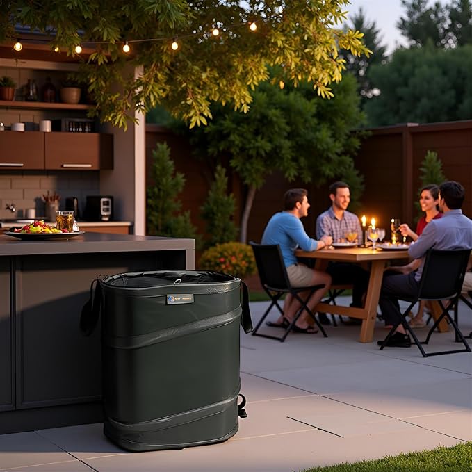 YUDI & GARDEN 19 Gallon Square Collapsible Yard Waste Bin｜Collapsible Trash Can｜Camping Trash Can, for Collecting Weeds or Yard and Party Waste