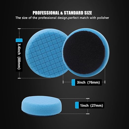 Green Heavy Cut Pad, Buffing Polishing Pads, SPTA 1Pc 3.5 Inch Face for 3 Inch 80mm Backing Plate Compound Buffing Sponge Pads for Car Buffer Polisher Compounding, Polishing and Waxing -FPTSS3G
