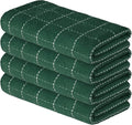 Artoid Mode Checkered Designed Cotton Green Terry Kitchen Dish Towels, 15x25 Inch Soft Absorbent Quick Drying Family Cleaning Tea Towels Set of 4