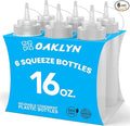 Oaklyn Squirt Bottles 16oz, 6 Pack – BPA-Free Condiment Squeeze Bottles for Sauces, Dressings, Oils, BBQ & Crafts – Durable, Leak-Proof, Easy to Fill & Clean