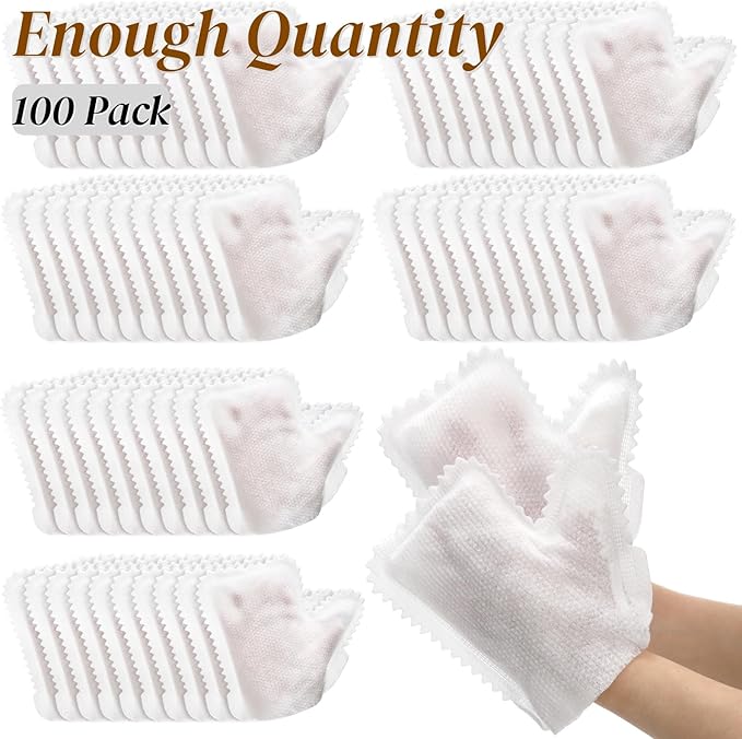 100 Pcs White Microfiber Dusting Gloves, Disposable Artisan Dust Cloth Remove Mitt, Dual-Sided Dust Wipes Feather Dusters for Indoor Plants Furniture, House Cleaning Pet Hair, Electronic Device
