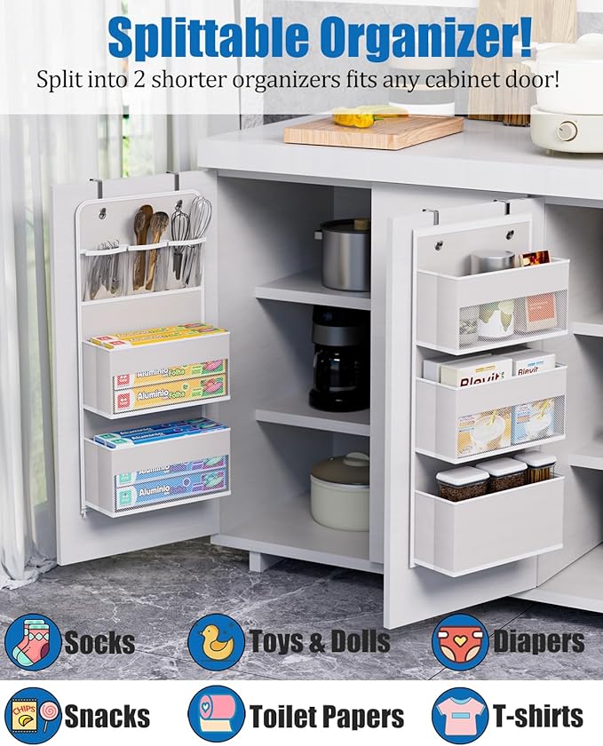 Closet Organizers and Storage, Over The Door Organizer, 6 Shelf Camper Storage, Behind The Door Storage Organizer, Wall Mount Back of Door Hanging Organizers-Beige