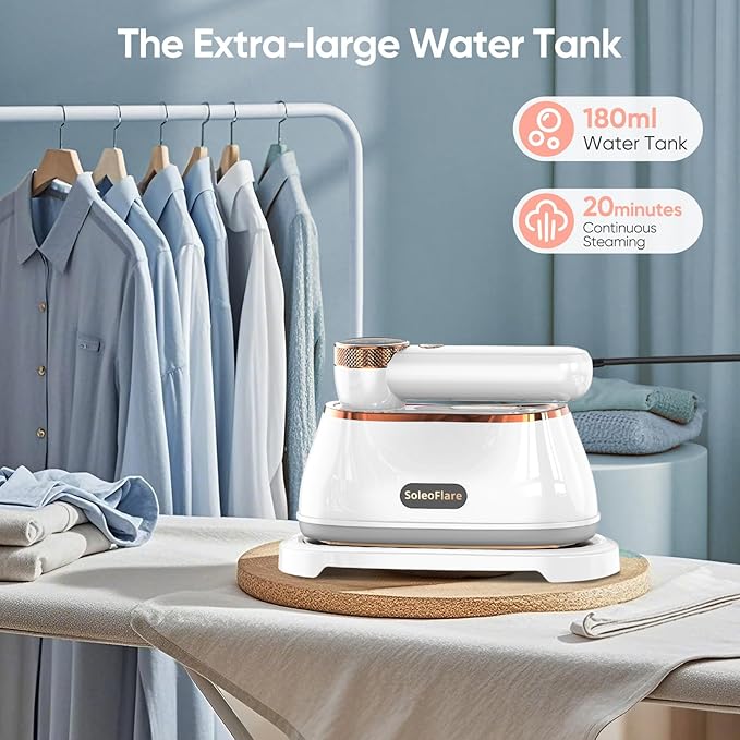 Steamer for Clothes & Iron 2in1, 1200W Travel Steam Iron, 5 Modes LCD, 180ml for 20 Min Steam, UL 141 Tests Passed, White, 120V