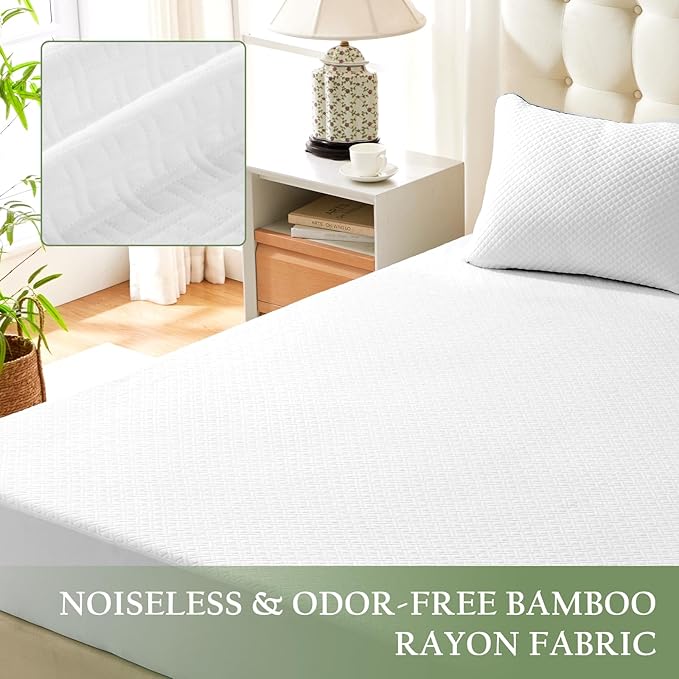 100% Waterproof California King Mattress Protector, Breathable Bamboo Rayon Mattress Cover with 8”-21” Deep Pocket, Noiseless Cool 3D Air Mattress Cover, Hypoallergenic & Odor Resistant