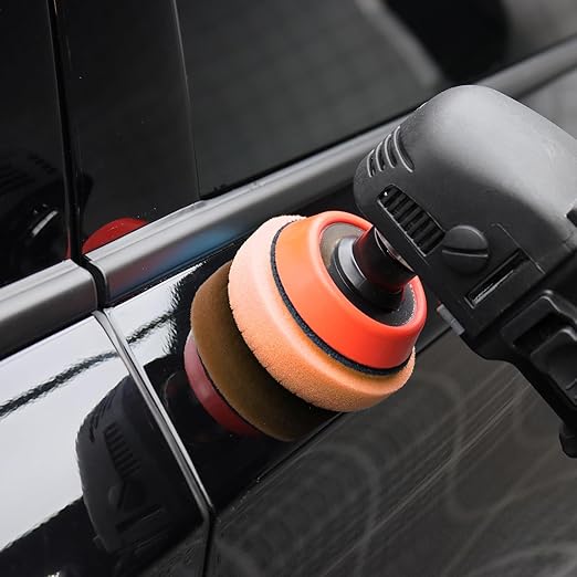 SPTA Orange Light Cut Pad, Buffing Polishing Pads, 1Pc 3.5 Inch Face for 3 Inch 80mm Backing Plate Compound Buffing Sponge Pads for Car Buffer Polisher Compounding, Polishing and Waxing -FPTSS3O
