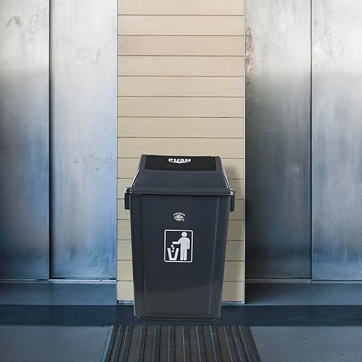 13 Gallon Kitchen Trash Can with Swing Lid, 4-Pack Large Plastic Swing Top Garbage Can, Grey
