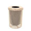 COATEDOUTDOORFURNITURE RFT-P-TAN Heavy Duty Round Trash Receptacle with Flat Top, Liner Included, 32 Gallon, Tan, Made in America