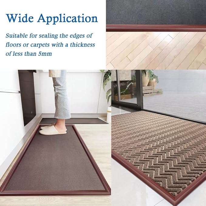 Floor Transition Strip Self Adhesive Carpet & Flooring Transitions Edging Trim Strip PVC Threshold Transitions Suitable for Threshold Height Less Than 5mm (20Ft, Wood Grain Coffee)