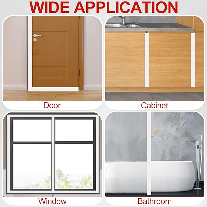 MYFAMIREA Door Weather Stripping 3IN (W) x 20FT (L) Door Draft Stopper Seal Tape Silicone Seal Strip Self Adhesive Shower Sweep Insulation Tape Side Bottom Strip for Sliding Glass Window Gap, White